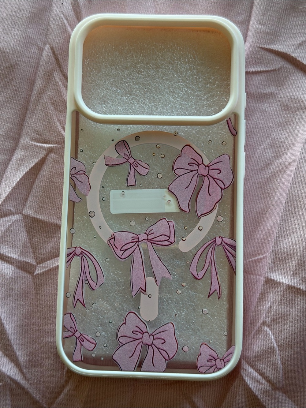 iPhone 17 Pro Pink Bow Clear MagSafe Case